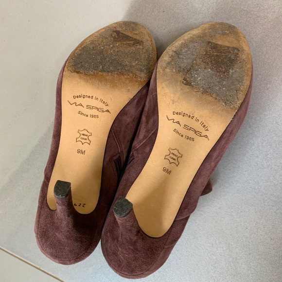 Via Spiga Suede Heeled Ankle Boots Booties - Picture 10 of 13